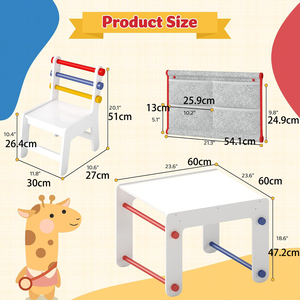 Mesa de Actividades de Madera para Niños, Juego de Mesa y Silla 4 en 1 con Almacenamiento para Manualidades, Arte y Dibujo - Product Image 6