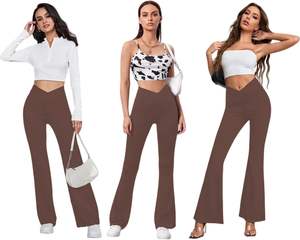 Женские леггинсы DLOODA с расклешенными штанинами, карманами, завышенной талией, зауженные к низу, для йоги, с эффектом утяжки живота, цветные, с эффектом колокола - Product Image 2