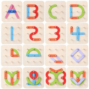 2023 Popular Geometric Column Set Digital Number <strong>Alphabet</strong> <strong>Letter</strong> Chinese Shape <strong>Animal</strong> Wooden Puzzle Game Educational Toys Kids - Product Image 6