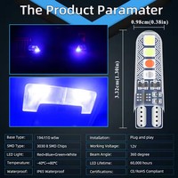 Luz Estroboscópica LED RGB T10 W5W 3030 SMD 8 LED, Iluminación Interior para Auto, Bombilla de Lectura, Luz de Posición, Lámpara para Matrícula