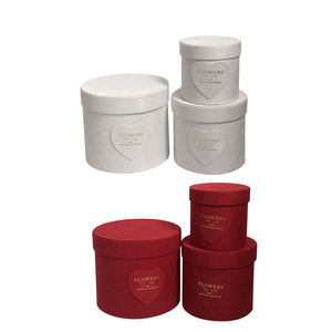 Fantastico Set di 3 Scatole Rotonde <span class=keywords><strong>in</strong></span> Velluto di Flanella, Scatola Regalo, Scatola per Fiori con Accessori Tridimensionali a Forma di Cuore per Negozio di Fiori - Product Image 4