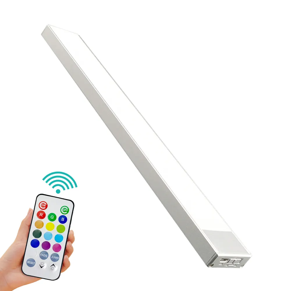 12 "şarj edilebilir RGB LED dolap ışığı ile uzaktan kumanda USB şarj edilebilir mıknatıs LED ışıkları gece lambası her yerde sopa