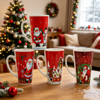 Lots de tasses à café en céramique hautes et festives sur le thème de Noël personnalisé pour l'achat commercial B2B auprès de fournisseurs