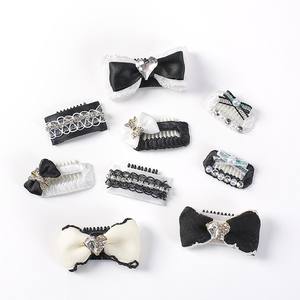 Handgemaakte Huisdier Haarclip Zwart-Wit Serie Huisdieraccessoires Yorkshire Maltese Hond Haarclips - Product Image 1