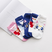 Printemps et été nouveaux produits lune dessin animé chat bateau chaussettes coton doux créatif étudiants femmes cheville Calcetines chaussettes