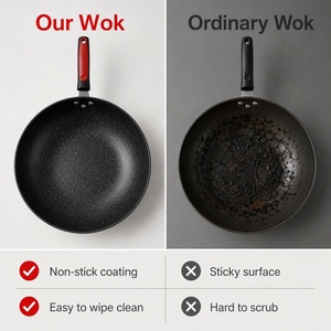 Sartén <span class=keywords><strong>Antiadherente</strong></span> de Hierro de 30/32/34 cm con Tapa, Fácil de Limpiar, Utensilios de Cocina Negros, Logotipo Personalizado OEM, Venta al por Mayor - Product Image 4