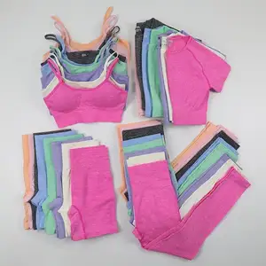 Customer Logo Gym Clothing Women 4pcs Seamless Yoga Activewear Set Gym Fitness Workout Sets Yoga Suit Sport Wear