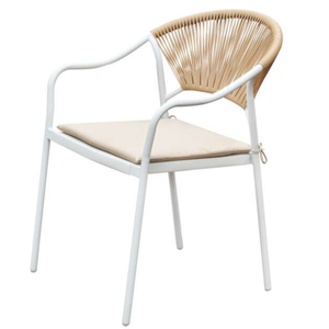 Mobilier de jardin empilable moderne en rotin PE corde d'osier chaises de salle à manger d'extérieur fauteuils pour cour d'hôtel - Product Image 3