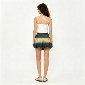 Minifalda de mezclilla desestructurada de nueva temporada 2026 para mujer, sexy, estilo Y2K, <span class=keywords><strong>con</strong></span> cordones, plisada, <span class=keywords><strong>con</strong></span> dobladillo irregular, estilo urbano chic - Product Image 2