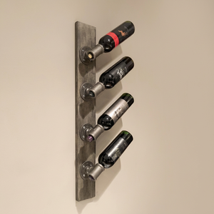 <b>Wall</b> <b>Mounted</b> Modern <b>Wine</b> <b>Rack</b> Wooden Board Metal Pipe Holders up to 4 Bottles Home Furniture Customizable Bottle Organizer - Product Image 1