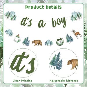 Cuộc phiêu lưu Banners chào mừng em bé trai Hãy để cuộc phiêu lưu bắt đầu Trang trí tiệc chào mừng em bé Động vật hoang dã Trang trí tiệc chào mừng em bé - Product Image 5