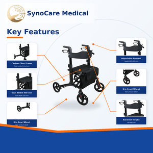 SynoCare <b>Walker</b> Rollator Folding Lightweight Aluminum Alloy With Seat And Storage For <b>Elderly</b> Mobility Aid - Product Image 4