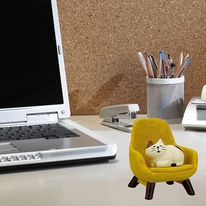 2 Packs Miniatuur Kattenbeeldjes Met Kleine Stoel-Hars Kattenfiguren, <span class=keywords><strong>Kitten</strong></span> Miniatuur Bureauaccessoires-Perfect Cadeau Voor Kattenliefhebber - Product Image 4