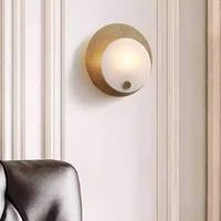 Applique murale LED d'intérieur en laiton blanc chaud pour chambre à coucher et salle de bain, moderne, en marbre alabastro, ovale, télécommandée, à fixer au mur