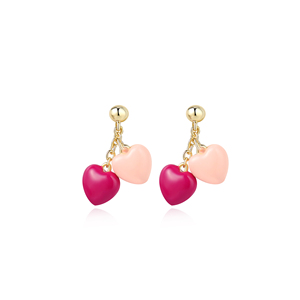 Venta al por mayor de plata esterlina 925 joyería recién nacido bebé caramelo colorido personalizado esmalte encantos corazones Stud pendientes antialérgicos - Product Image 1