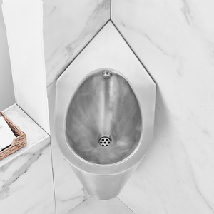 <span class=keywords><strong>Urinoir</strong></span> mural d'angle en acier inoxydable 304, design moderne, gain de place, pour petite salle de bain ou toilettes commerciales, finition satinée brossée - Product Image 5