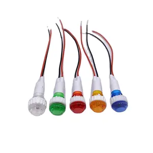 XD10-6 10mm 방수 플라스틱 led 표시기 신호 램프 와이어 3V5V6V9V12V24V220V