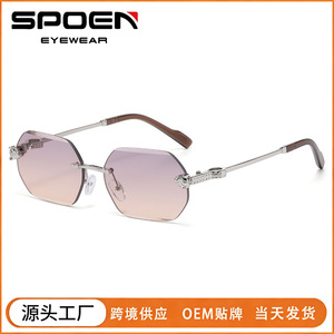 Gafas de Sol sin Montura con Diseño de Cabeza de Serpiente para Mujer, Lentes Degradadas, Protección UV400, Montura Metálica, Moda 2026 - Product Image 2