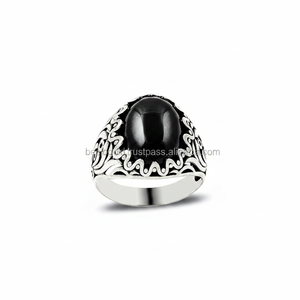 925K Sterling <b>Silver</b> Art Onyx <b>Men</b> <b>Ring</b> - Product Image 2
