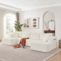 Canapé-lit modulaire moderne et minimaliste en velours côtelé avec poches latérales, en mousse à mémoire de forme, livraison gratuite depuis l'entrepôt américain, idéal pour hôtels