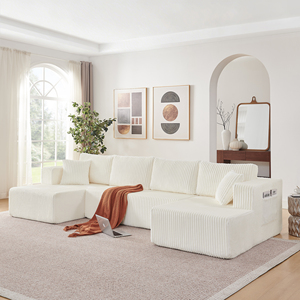 Free Shipping US Warehouse Furniture Modern Minimalist Corduroy <b>Memory</b> <b>Foam</b> Sectional Sleeper <b>Sofa</b> Side Pockets Modular Hotel - Product Image 2