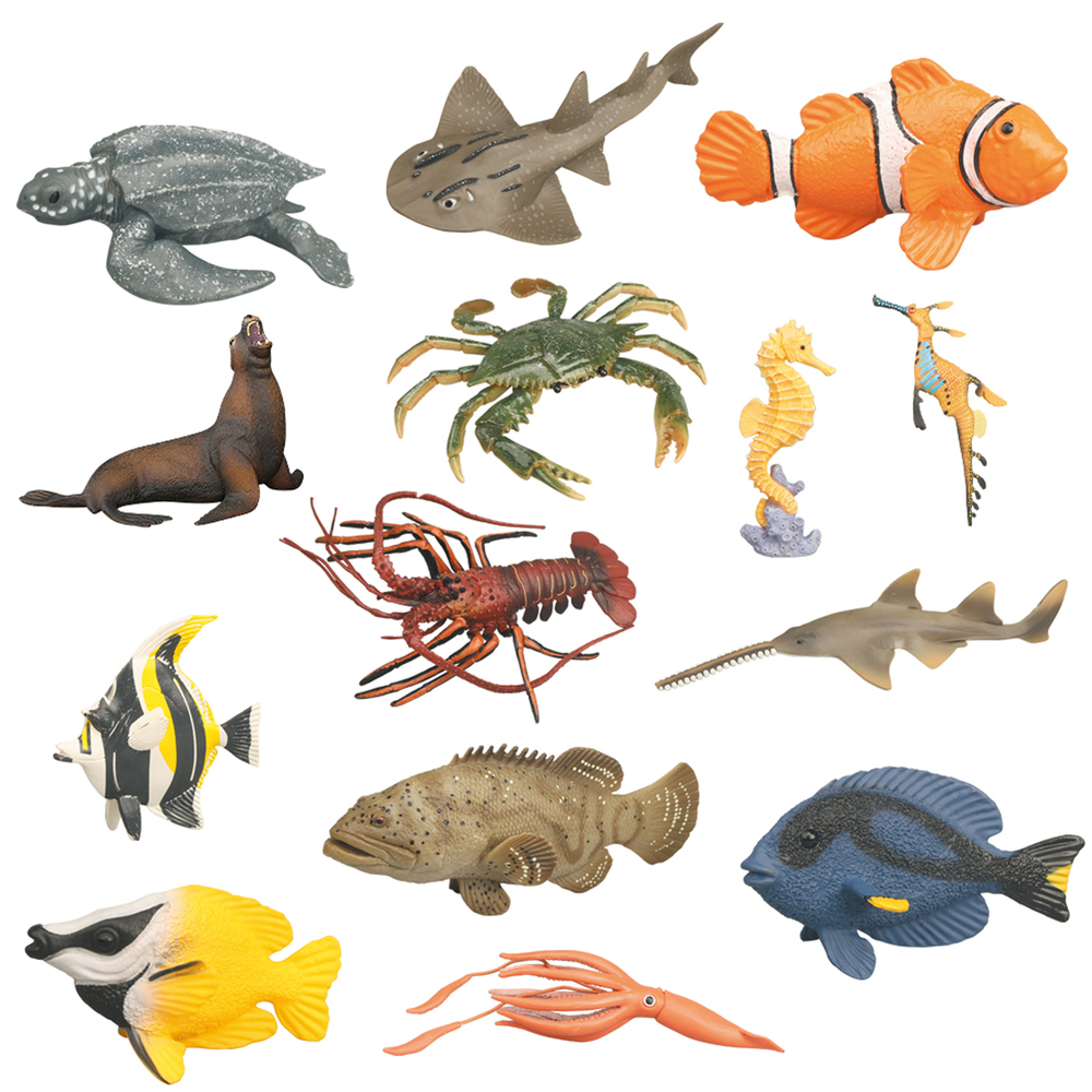 12個7インチ水族館ギフトサメフィギュアセットプラスチック海洋動物