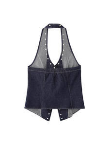 <span class=keywords><strong>Gilet</strong></span> en toile décontracté pour <span class=keywords><strong>femme</strong></span>, coupe petite, col <span class=keywords><strong>crochet</strong></span>é, style coréen occidental, <span class=keywords><strong>sans</strong></span> manches, imperméable, collection Printemps-Automne 2025 - Product Image 2