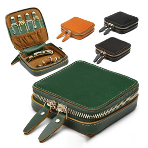 Simple leather zipper jewelry <b>box</b>, Korean style portable jewelry <b>storage</b> <b>box</b> for earrings, studs, and rings. - Product Image 1