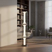 Lampe sur pied en verre fumé avec structure métallique, lumière verticale pour salon, chambre, villa, décoration intérieure