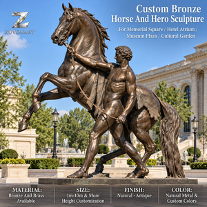 Sculpture de <span class=keywords><strong>cheval</strong></span> <span class=keywords><strong>et</strong></span> d'héroïque en bronze grandeur nature, classique <span class=keywords><strong>et</strong></span> personnalisée pour musée, place publique, parc, hôtel, jardin, centre d'art, cour. - Product Image 1