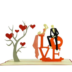 Best Verkopende Voor Jubileum Bruid Bruiloft Custom Valentijn 3d Pop-Up Wenskaarten Op Maat Ontwerp En Productie