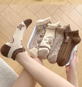 <b>Women</b> Summer Cotton Midi <b>Socks</b> Floral Bear Pattern Ribbed Casual Ankle to Mid Calf <b>Socks</b> Daily Wear - Product Image 5