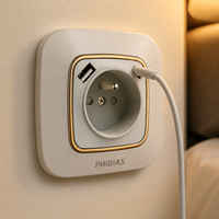 Interrupteur mural électrique moderne de style européen contemporain, prise murale USB TYPE-C 20W à charge rapide, 16A max 250V