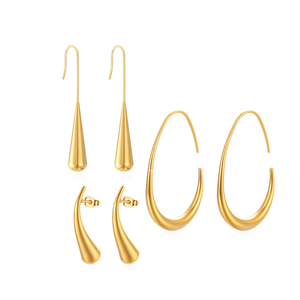 ต่างหูทรงกรวยสำหรับผู้หญิง |   เครื่องประดับสแตนเลสสตีลชุบทอง 18K PVD สุดชิคและโดดเด่น |   กันน้ำ ป้องกันการแพ้ และทนทาน - Product Image 2