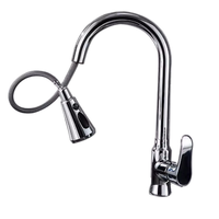 Robinet de cuisine avec bec flexible et bec col de cygne à arc élevé, mitigeur monocommande chaud/froid pour hôtels