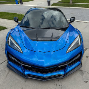 Kap depan gaya ZR1 serat kaca hitam mengkilap, 2019 konversi C8 Corvette Stingray C8 e-ray Z06 - Product Image 5