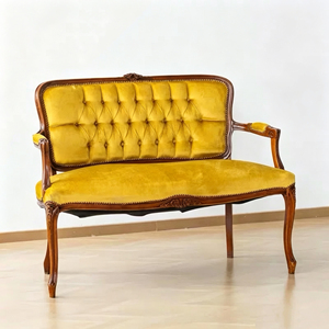 Divano a Due Posti in Legno Massello Intagliato Stile Country Americano per <span class=keywords><strong>Camera</strong></span> <span class=keywords><strong>da</strong></span> Letto o Soggiorno, Poltrona <span class=keywords><strong>Antica</strong></span> - Product Image 5