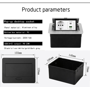 Sạc nhanh USB và chức năng Type-C, ổ cắm tiêu chuẩn châu Âu và Indonesia, trạm sạc âm bàn, ổ cắm bật lên âm bàn - Product Image 4