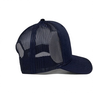 Customizable Logo & Color 6-Panel Structured <b>Navy</b> Blue Mesh Back Trucker <b>Hat</b> Manufactured in Vietnam Fashionable Style for Adult - Product Image 3