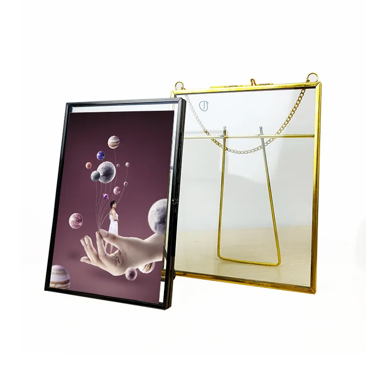 Metalen Gouden Fotolijsten Moderne Glazen Afdekking Frames Metalen Kunst Foto Fotolijsten