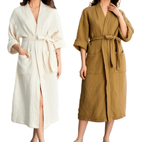 Peignoir en mousseline de coton 100% à longueur genou avec logo personnalisé pour femmes