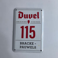 Panneau mural en métal vintage Duvel avec finition émaillée, design personnalisé, modèle 115, logo Duvel et inscription « Entrez, nous avons du lait au réfrigérateur »
