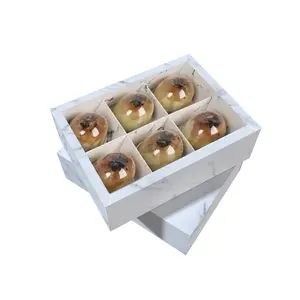 Caja de papel para llevar Caja para pasteles con ventana transparente Galletas Embalaje de chocolate Postre Snack Cajas de embalaje con tapa