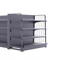 Étagère de présentation gondole métallique robuste et durable à double face, 5 niveaux, avec finition thermolaquée pour supermarché