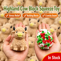 Jouet à presser en forme de vache des Highlands, motif dessin animé mignon, avec son craquant, anti-stress, cadeau animal, boîte surprise
