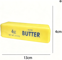 Jouet anti-stress et fidget sensoriel en TPR, 13 cm, jaune, en forme de barre de beurre croustillante, avec son de farine, simulation alimentaire, jouet couineur et moelleux, pour farces