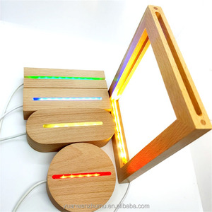 Nhà sản xuất bán buôn tùy chỉnh 3D LED Đèn gỗ cơ sở khung ảnh bằng gỗ với dimmerble chuyển đổi cho Acrylic đèn đêm bằng gỗ - Product Image 1