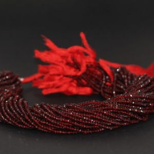 3มม. 4มม. พลอยโกเมนสีแดงจากธรรมชาติกำไลข้อมือลูกปัดอัญมณี - Product Image 1