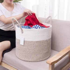 <span class=keywords><strong>Cesto</strong></span> in Corda di Cotone Intrecciata Premium con Manici, Grande <span class=keywords><strong>Cesto</strong></span> per Conservazione di <span class=keywords><strong>Asciugamani</strong></span>, Pannolini, Giocattoli per Bambini e Biancheria da Lavanderia - Product Image 2