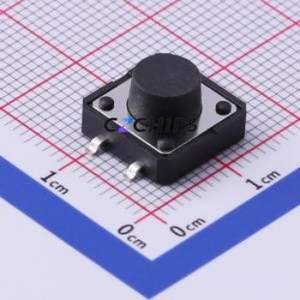 UK-B0262G70-SP25Y Tactile Switch SMD-4P,12x12mm Switch Single Pole Single Throw Round Button 2.5N Vertical Mount - Product Image 1